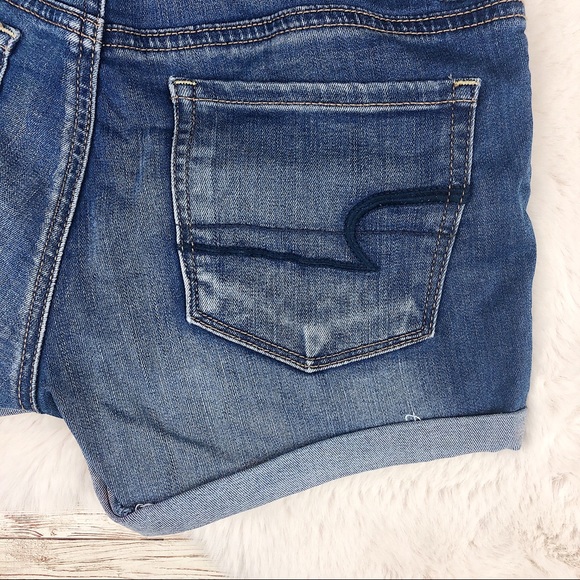 American Eagle Blue High Rise Shortie Jean 0 - Picture 6 of 8